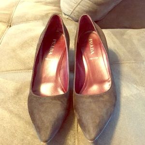 Prada Brown Suede Kitten Heels
